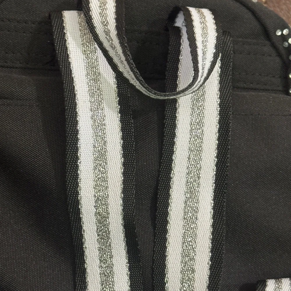 PINK Victoria's Secret Black &  White Rhinestone embellished Backpack